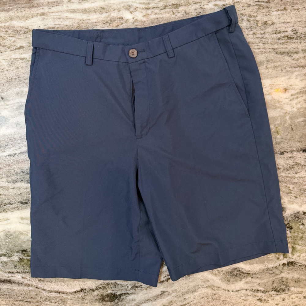 Haggar Men's Flat Front Shorts - Navy Blue Size 34